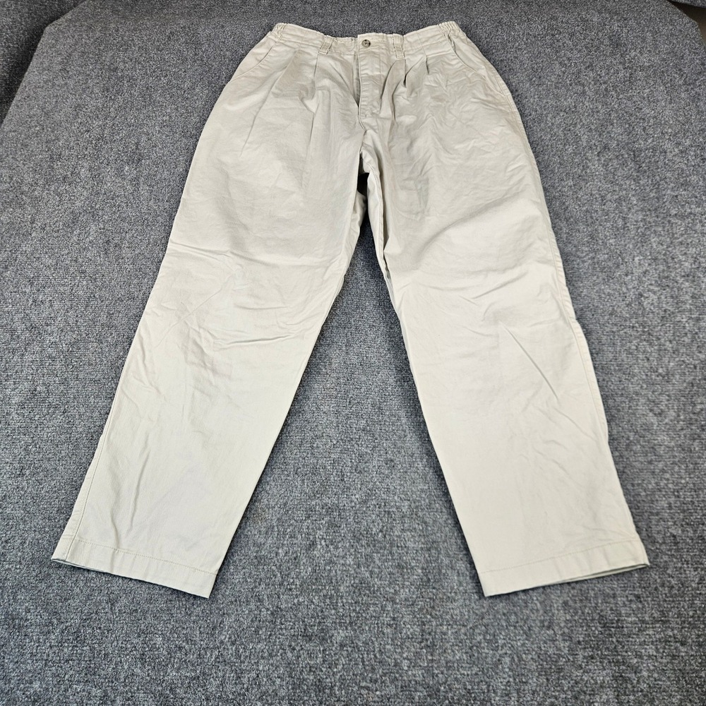 Vintage Lee Pleated Chinos Khaki Tan High Rise Tapered Leg Pants 14P 100% Cotton